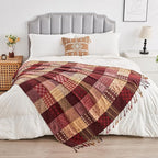 Boho Throw Blanket,Patchwork Large Blankets for Sofa Double Bed Armchair Couch,Weighted Soft Furniture Throws,Tassels Chenille Throws and Blankets for Bohemian Decor (86"*102")…