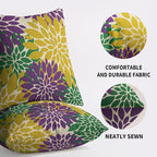 Mardi Gras Pillow Covers 20X20 Inch Set of 2, Purple Yellow Green Flower Holiday Dahlia Floral Print Decorative Throw Pillow Covers Outdoor Farmhouse Cushion Case for Couch Sofa Bed Decor