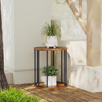 Plant Stand Indoor,small plant stool,Flower Pot Corner stand holder,Mid Century Heavy Duty Metal Tall Home Decor,Modern Round End Table,Small Rustic Display Stand for Living Room,Bedroom(Brown,2 Packs)