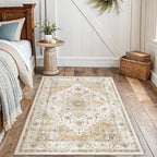 AMADA HOMEFURNISHING 3x5 Washable Area Rug, Low-Profile Entryway Rug with Non-Slip Backing & Durable Edge Binding, Vintage Rugs for Bedroom, Entryway & Kitchen