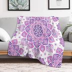 Boho Mandala Floral Throw Blanket Bohemian Hippie Flower Blanket for Sofa Bed Couch Chair Or Dorm 50"x60"