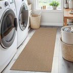 EARTHALL Woven Runner Rug 2x5 Ft Washable Runners for Hallways Cotton Non Slip Rubber Backed Kitchen Runner Braided Indoor Floor Carpet for Entryway, Hallway, Kitchen, Bedroom, Orange/Tan/Brown