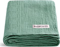 meowcards Muslin Swaddle Blankets for Baby, Unisex Baby Boys Girls Essentials, Large 47 x 47 inches, Boho Receiving Blankets Newborn Registry Must Haves (Roman Green, Simple)