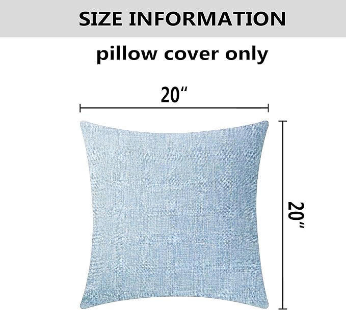 Home Brilliant Pillow Covers 20x20 Decorative Linen Throw Pillow Case Cushion Cover for Patio Sofa, 50 cm, Light Blue