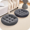 2Pcs Floor Pillows for Adults, 22x22x6 Inch Meditation Cushions, Large Round Sitting Cushion Living Room Memory Foam Pillow for Sitting (2, Grey, 22x22x6 Inch)