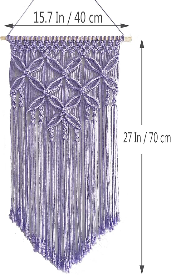 Handmade Cotton Home Decor Macrame Wall Hanging Purple