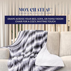 Mon Chateau 60" x 70" Serenity Flannel Throw Blanket, Stripe Print Soft Blanket for Queen-Size Bed, Couch, or Sofa, Cozy Home Decor and Stylish Living Room Comfort, Meadow Loom