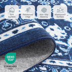 Lofus 8x10 Area Rugs for Living Room, Machine Washable Non-Slip Area Rug, Low Pile Large Rugs for Bedroom, Kitchen, Dining Room, Home Office, Vintage Oriental Print Rug, Dark Blue with White