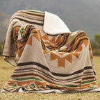 Aztec Throw Blanket with Soft Sherpa Lining, Traditional Southwestern Navajo Tribal Style Warm Throw for Camping, Outdoor, Cozy Boho Blanket for Couch, Sofa, Bed, 50"x60", Yellow