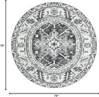 SAFAVIEH Vintage Hamadan Collection Area Rug - 6'7" Round, Grey & Ivory, Traditional Persian Design, Non-Shedding & Easy to Clean, Ideal for Living Room, Bedroom, Dining Space (VTH211G)