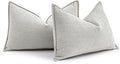MIULEE Pack of 2 Light Grey Decorative Lumbar Pillow Covers 12x20 Inch Soft Chenille Luxurious Couch Throw Pillows Farmhouse Cushion Covers with Elegant Design for Sofa Bedroom Living Room Home Decor