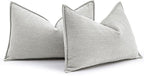 MIULEE Pack of 2 Light Grey Decorative Lumbar Pillow Covers 12x20 Inch Soft Chenille Luxurious Couch Throw Pillows Farmhouse Cushion Covers with Elegant Design for Sofa Bedroom Living Room Home Decor
