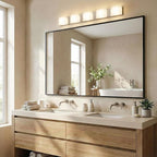 48''x30'' Black Bathroom Mirror, Large Metal Framed Vanity Mirror for Wall, 30x48 Horizontal Mirror Over Sink, Modern Farmhouse, Flush Mount