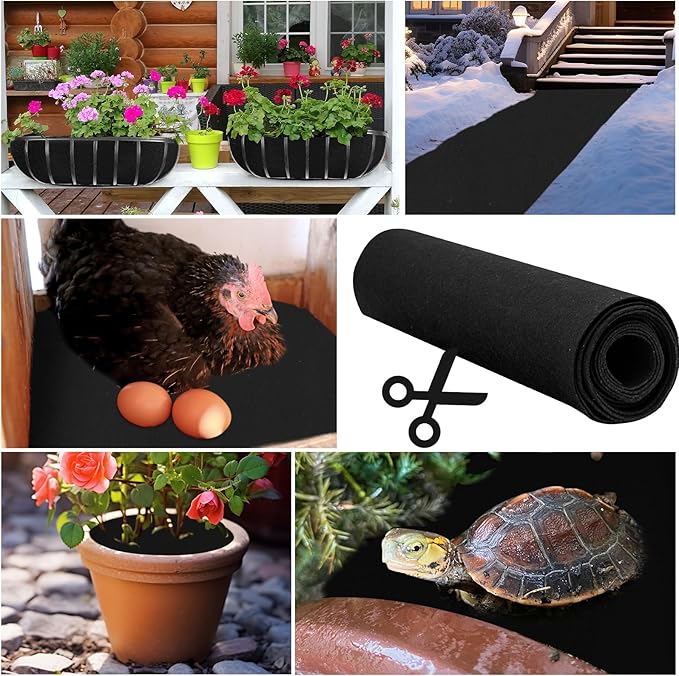 12 x 120 Inch Felt Planter Liner Roll Non-Woven Fabric Coconut Basket Liner Alternative Plant Liner Roll Black Coco Liners Roll Replacement Easy to Cut for Planter Hanging Flower Basket Window Box