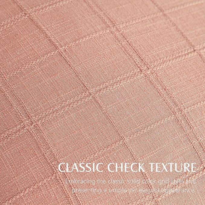Foindtower Set of 2 Decorative Linen Check Throw Pillow Covers Neutral Farmhouse Vintage Cushion Covers Modern Boho Accent Home Decor for Sofa Chair Couch Bedroom Living Room,24×24 Inch,Coral Pink