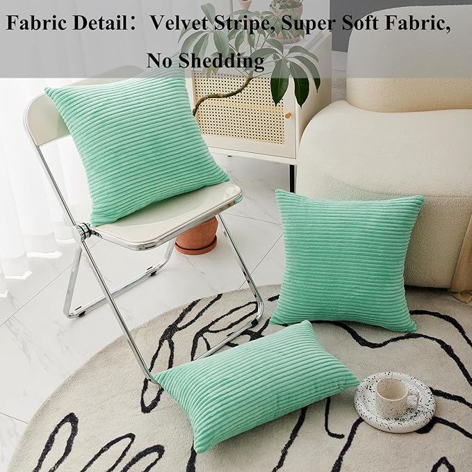 Home Brilliant Throw Pillows for Couch 18x18 Spring Pillow Covers Set of 2 Soft Textured Velvet Accent Pillowcases for Girl Dorm Sofa Decor, 45 cm x 45 cm, 18 x 18 Inch, Aqua Blue
