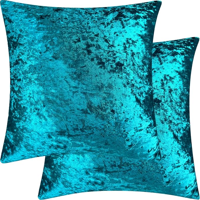 2 Pack 18x18 Pillow Cover Velvet Pillow Covers, Square Throw Pillow Covers for Living Room Decorations Throw Pillow Case, Throw Pillow Cover Cushion Cover for Home Sofa Bedroom Car, Teal
