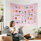 WARDOS Mental Health Pink Tapestry, Things to Remember Inspirational Tapestry Wall Hanging, Positive Affirmation Psychology Wall Blanket Decor for Therapy Calming Office Classroom, 50x60 Inch