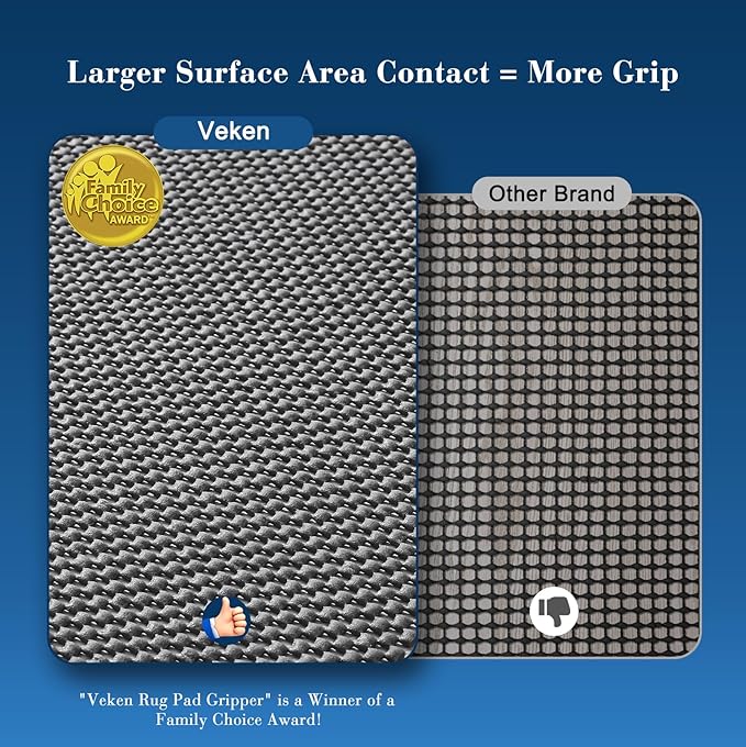 Veken 6 Ft Round Rug Pad Gripper for Hardwood Floors, Non Slip Circle Rug Pads for Area Rugs, Thick Dark Grey Rug Grippers for Tile Floors, Under Carpet Anti Skid Mat, Keep Your Rugs Safe and in Place