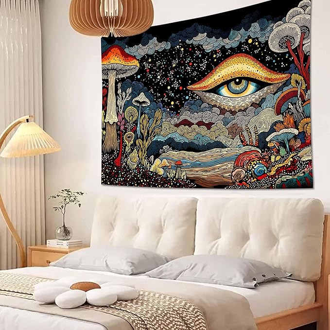 Yeoiat Tapestry Mystical Mushroom Tapestries Fantasy Gaze Tapestries Bohemian Forest Wall Tapestry Bedroom Dormitory Living Room Decoration 90"x70"