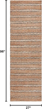 SAFAVIEH Natural Fiber Collection Runner Rug - 2'3" x 8', Olive & Natural, Handmade Flat Weave Stripe Jute & Cotton Jute, Ideal for High Traffic Areas in Living Room, Bedroom (NFB655X)