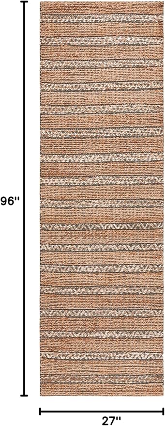 SAFAVIEH Natural Fiber Collection Runner Rug - 2'3" x 8', Olive & Natural, Handmade Flat Weave Stripe Jute & Cotton Jute, Ideal for High Traffic Areas in Living Room, Bedroom (NFB655X)
