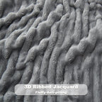 NEWCOSPLAY Super Soft Throw Blanket Light Grey Premium Silky Flannel Fleece 3D Ribbed Jacquard Lightweight Bed Blanket All Season Use (Light Grey Ribbed, Throw(50"x60"))