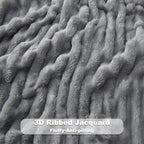 NEWCOSPLAY Super Soft King Blanket Light Grey Premium Silky Flannel Fleece 3D Ribbed Jacquard Lightweight Bed Blanket All Season Use (Light Grey Ribbed, King(90"x110"))