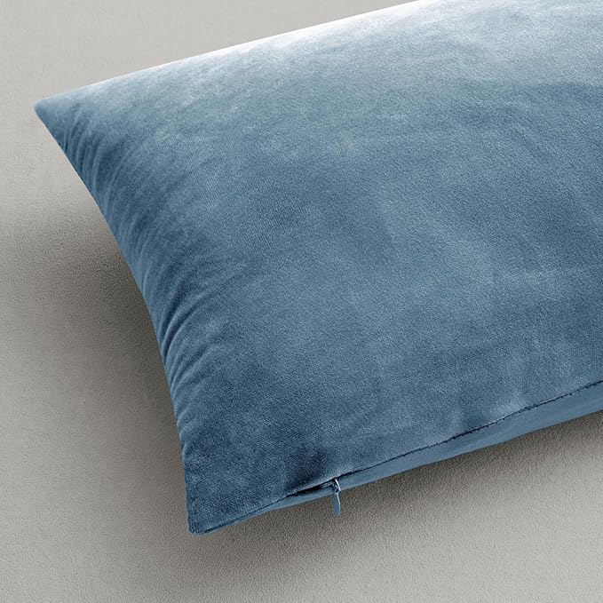 MIULEE Velvet Throw Pillow Covers 20x20 Inch, Pack of 2 - Light Blue, Soft Solid Decorative Pillow Covers Cushion Cases Modern Luxury Home Decor for Spring Couch Sofa Bedroom Livingroom