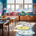 Tinideya 12 Pcs Kids Carpet Circle Seats for Class 16 Inch Round Classroom Rug Floor Cushions Soft First Day of School Educational Mat Non Slip Back to School Learning Playing Areas(Smile)