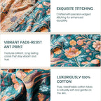 Boho Throw Blanket - 100% Cotton Ultra Soft Muslin Blanket, 60"x80" Lightweight Floral Bird Framhouse Bedding Spring Blanket for Bed, All Season Green Bohemian Bedroom Home Decor Quilt
