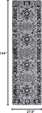 SAFAVIEH Vintage Hamadan Collection Runner Rug - 2'3" x 12', Light Grey & Dark Grey, Traditional Persian Design, Non-Shedding & Easy to Clean, Ideal for Hallway, Foyer, Entryway, Bedroom (VTH211F)
