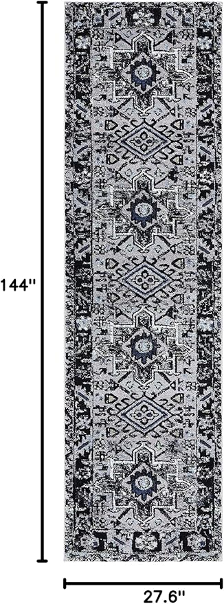 SAFAVIEH Vintage Hamadan Collection Runner Rug - 2'3" x 12', Light Grey & Dark Grey, Traditional Persian Design, Non-Shedding & Easy to Clean, Ideal for Hallway, Foyer, Entryway, Bedroom (VTH211F)