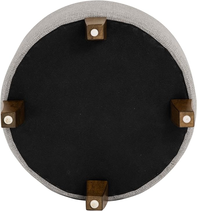 Homepop Home Decor | Upholstered Round Tufted Foot Rest Ottoman | Ottoman with Storage for Living Room & Bedroom | Decorative Home Furniture, Gray Fabric