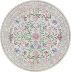 Lahome Sylvie Purple 6 ft Circle Rug Washable, Floral Accent Round Rug for Girls Bedroom Decor, Non-Slip Accent Circular Carpet for Nursery Calm Corner Seating Area