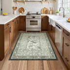 GarveeHome Provence Sage Green 3x5 Rug Washable Non-Slip Low-Pile Indoor Rugs for Entryway Botanical Grove Vintage Boho Cottage Throw Carpet for Kitchen Bedroom Living Room Bathroom Mat