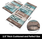 Arttown Farmhouse Anti-Fatigue Kitchen Rug Set of 2 Brown Teal Home Sweet Wood Vintage Cushioned Floor Standing Mat Waterproof Non-Slip Kitchen Mat and PVC Ergonomic Comfort Foam Rug