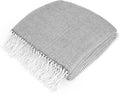 PAVILIA Light Gray Herringbone Throw for Couch, Decorative Outdoor Accent Blanket, Faux Cashmere, 50x60