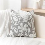 BlissBlush 20x20 Throw Pillow Cover, Square Light Gray Decorative Cushion Cover for Couch Sofa, Embroidered Velvet Farmhouse Accent Pillowcase (Cover Only)