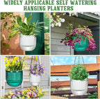 Maxcheck 4 Pcs Self Watering Hanging Planters Indoor Gift 6.5'' 4.5'' Hanging Flower Pots Baskets Outdoor Self Watering Plant with 3hooks Drainage Holes for Home(Emerald,Clear)
