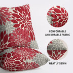 Red Christmas Pillow Covers 18X18 Inch Set of 2, Dahlia Flower Spring Summer Floral Cream Decorative Throw Pillow Covers Outdoor Modern Farmhouse Cushion Case for Home Couch Sofa Bed Decor