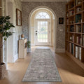 2x6 Runner Rug, Washable Kitchen Rugs, Grey Boho Vintage Floral Hallway Runner, Non Slip Low Pile Area Rug Carpet for Indoor Hallway, Kitchen, Laundry Room and Bathroom(Taupe/Grey 2x6ft)