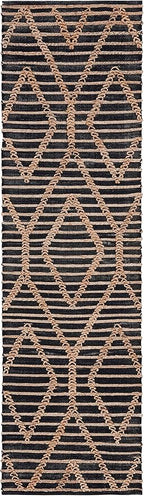 SAFAVIEH Natural Fiber Collection Runner Rug - 2'3" x 8', Black & Natural, Flat Weave Farmhouse Geometric Jute Design, Ideal for High Traffic Areas in Living Room, Bedroom (NF378Z)