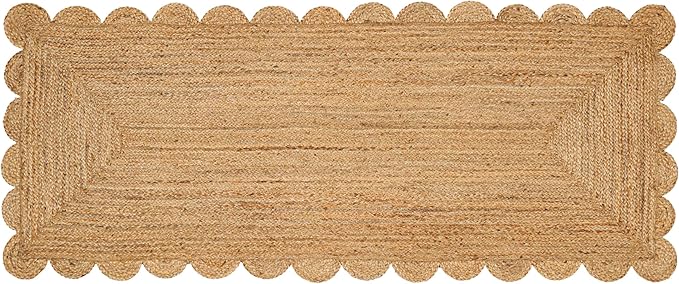 Hand Woven Jute Area Rug - 2.5' x 6' Feet - Rustic Beige Reversible Rectangular Rugs for Bedroom, Kitchen, Living Room - Vintage Natural Braided Entry Floor Décor Boho Jute Rug 30 X72 Inches