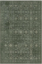 9x12 Area Rugs for Living Room Bedroom, Large Washable Rug, Green Vintage Floral Boho Rug, Non Slip & Low Pile Faux Wool Thin Carpet for Indoor Dining Room and Kids Room(Green 9x12ft)