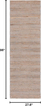 SAFAVIEH Natural Fiber Collection Runner Rug - 2'3" x 8', Light Blue & Natural, Handmade Boho Farmhouse Rustic Jute & Cotton Jute, Ideal for High Traffic Areas in Living Room, Bedroom (NFB654M)