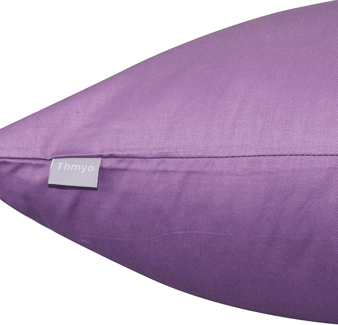 Thmyo 4-Pack 100% Cotton Comfortable Solid Decorative Throw Pillow Case, Square Cushion Cover Pillowcase Sublimation Blank Pillow Covers DIY Throw Pillowcase for Sofa(16x16 inch/ 40x40cm,Purple)
