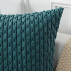 Kevin Textile 16x24 Inch Pillow Cover 1 Pack Boho Decorative Soft Striped Corduroy Lumbar Farmhouse Color Accent Rectangle Cushion Case for Living Room Couch Sofa Bed, Teal Blue