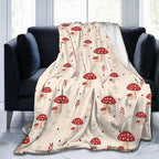 Mushroom Throw Blanket, Mushrooms Blankets, 320GSM Fluffy Cozy Soft Warm Plush Lightweight Decorative Blanket Gifts for Women Men Girls Boys Kids Baby (Mushrooms 2, 50"x40")