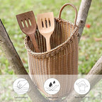 Woven Hanging Wicker Basket for Door, Handmade Rattan Hanging Wall Baskets for Garden Farmhouse Home